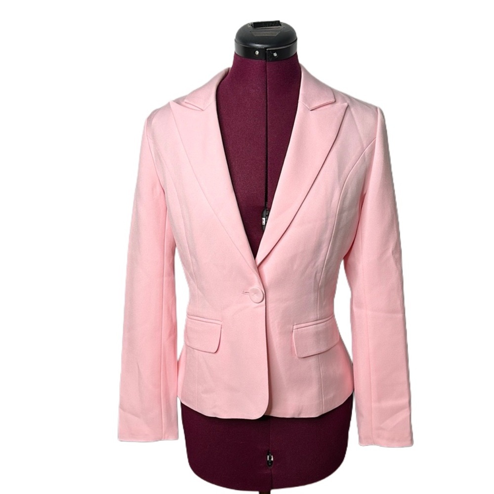 Pink Structured Blazer with Notched Lapels